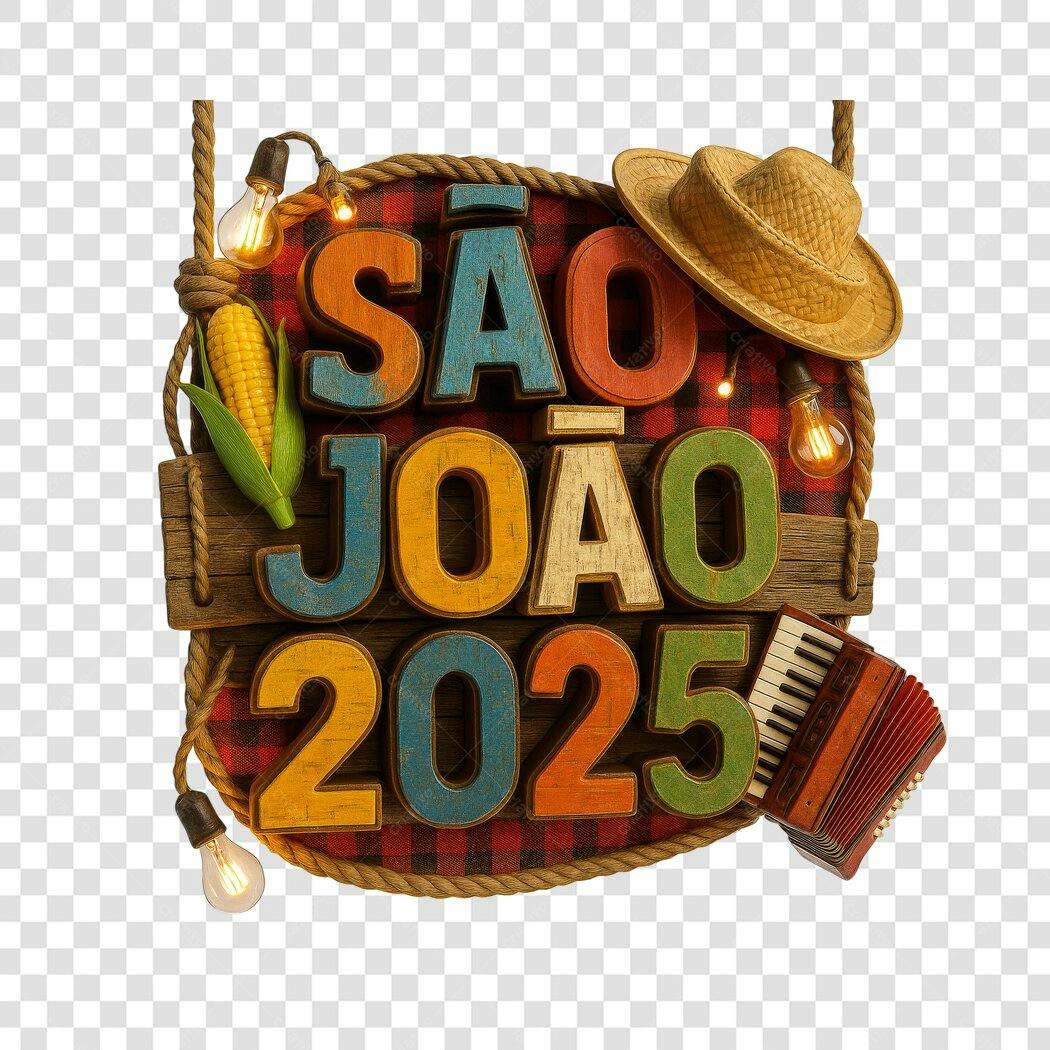 Banner São João 2025 PNG com fundo transparente