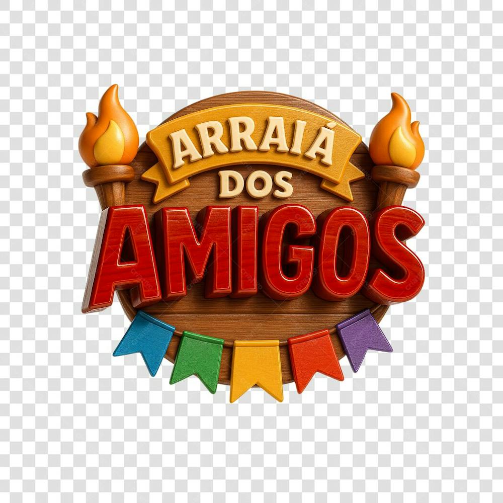 ARRAIÁ DOS AMIGOS SELO 3D GERADO POR IA 2