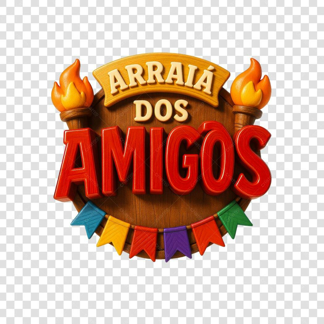 Banner Festa Junina Arraiá dos Amigos PNG com fundo transparente