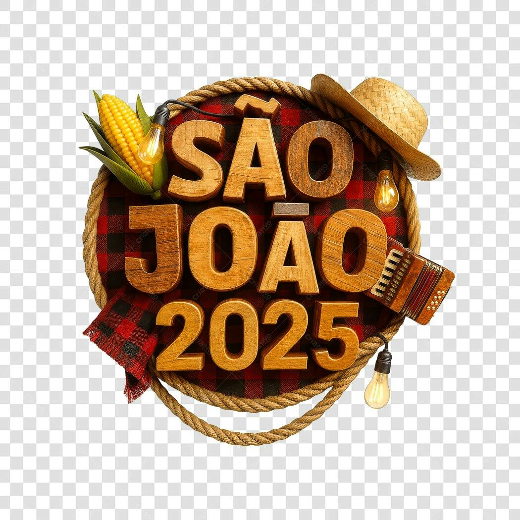 Banner São João 2025 PNG com fundo transparente