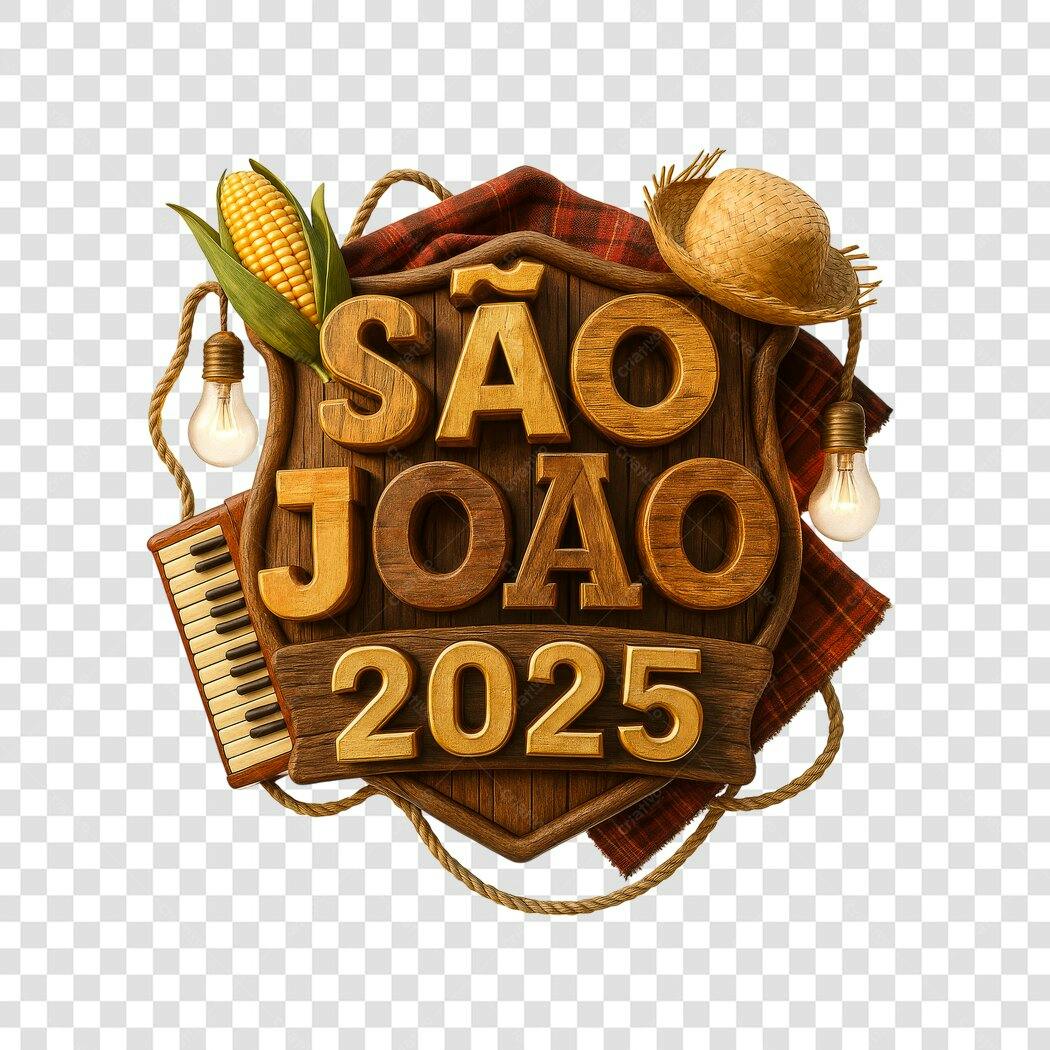 Banner São João 2025 PNG com fundo transparente