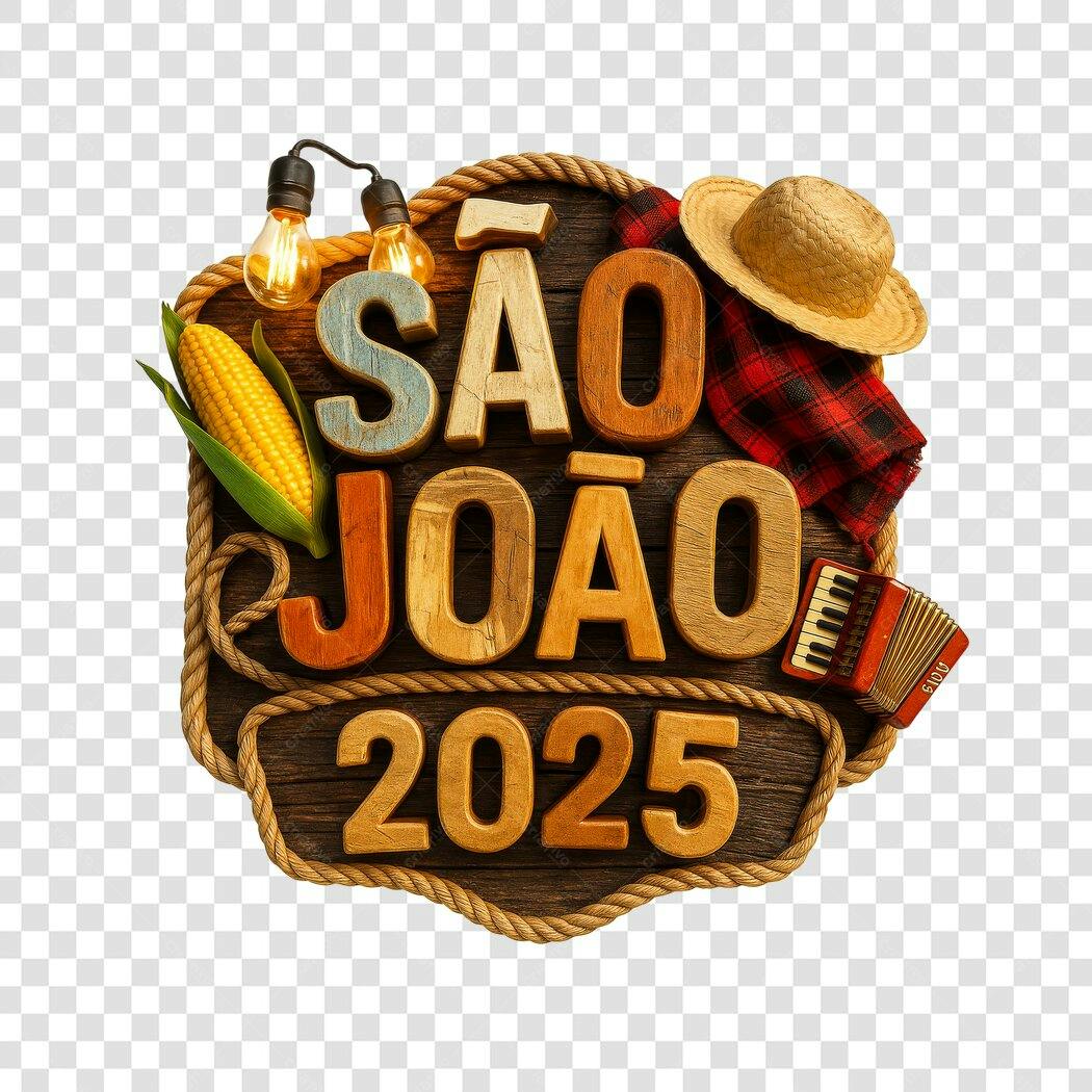 Banner São João 2025 PNG com fundo transparente