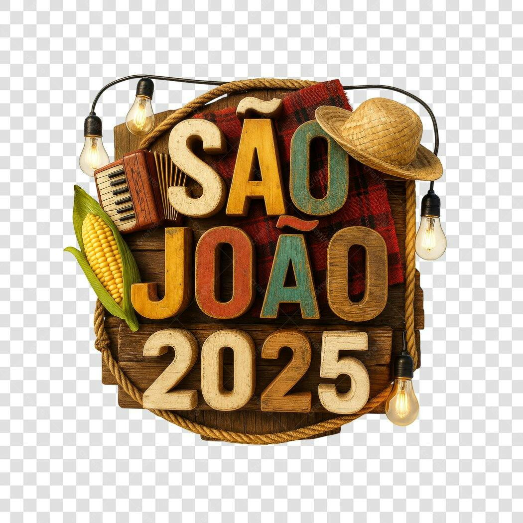Banner São João 2025 PNG com fundo transparente