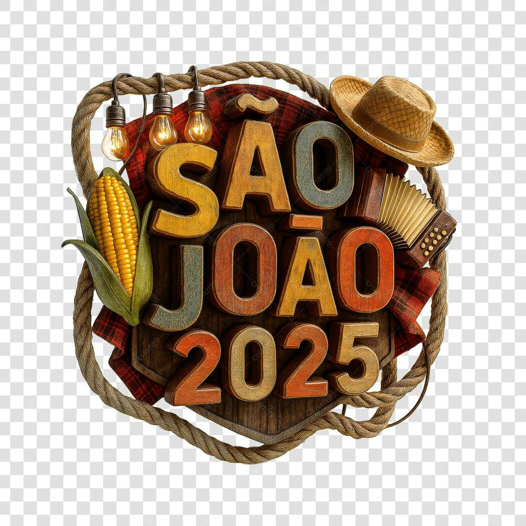 Banner São João 2025 PNG com fundo transparente