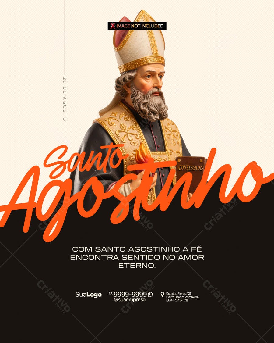 Flyer Dia de Santo Agostinho 28 de Agosto PSD Editável