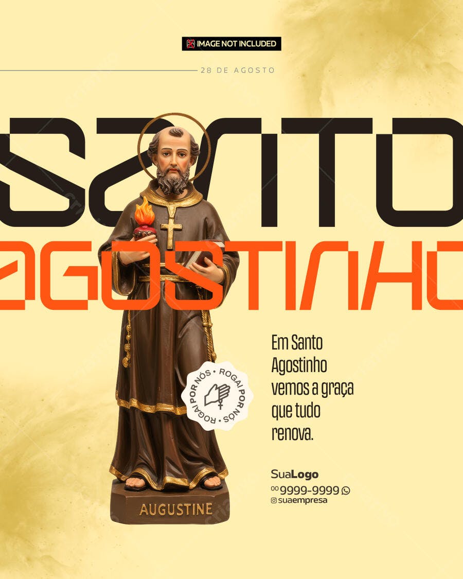 Flyer Dia de Santo Agostinho 28 de Agosto PSD Editável