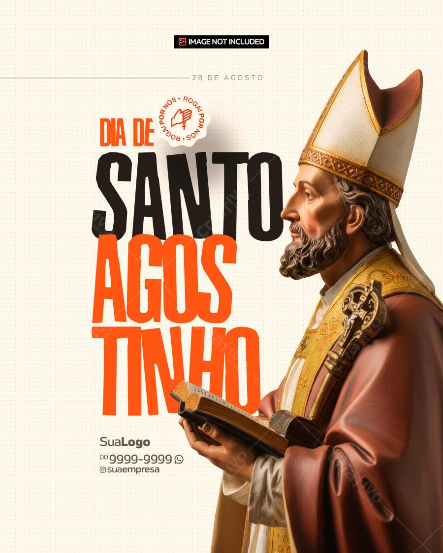 Flyer Dia de Santo Agostinho 28 de Agosto PSD Editável