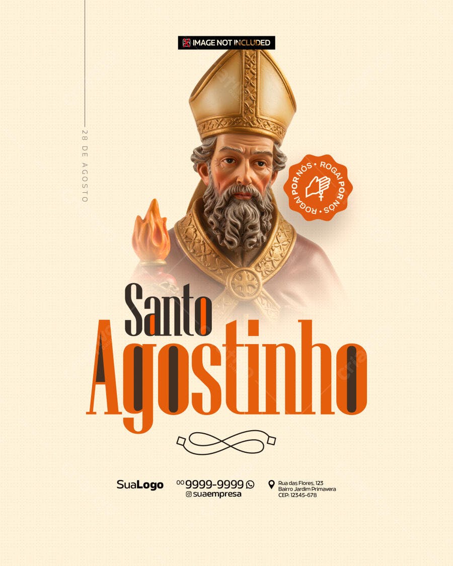 Flyer Dia de Santo Agostinho PSD Editável