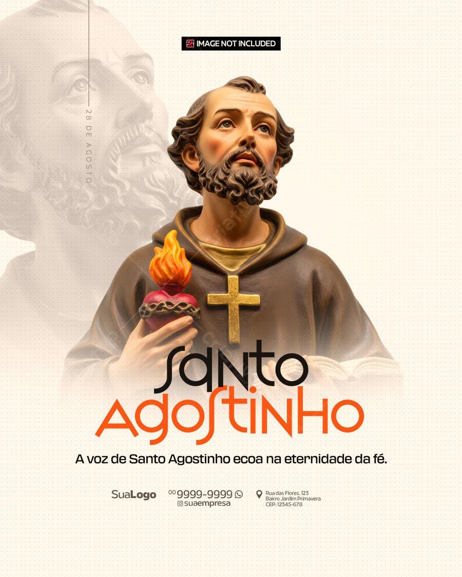 Flyer Dia de Santo Agostinho 28 de Agosto PSD Editável