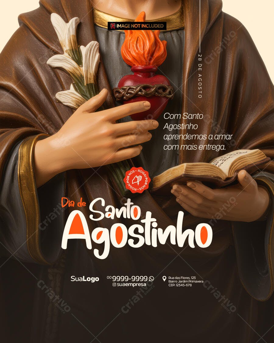 Flyer Dia de Santo Agostinho 28 de Agosto PSD Editável