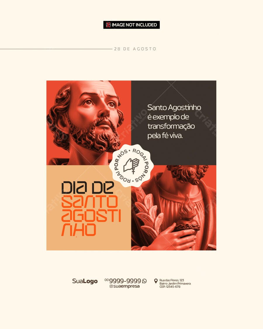 Postagem Dia de Santo Agostinho PSD Editável