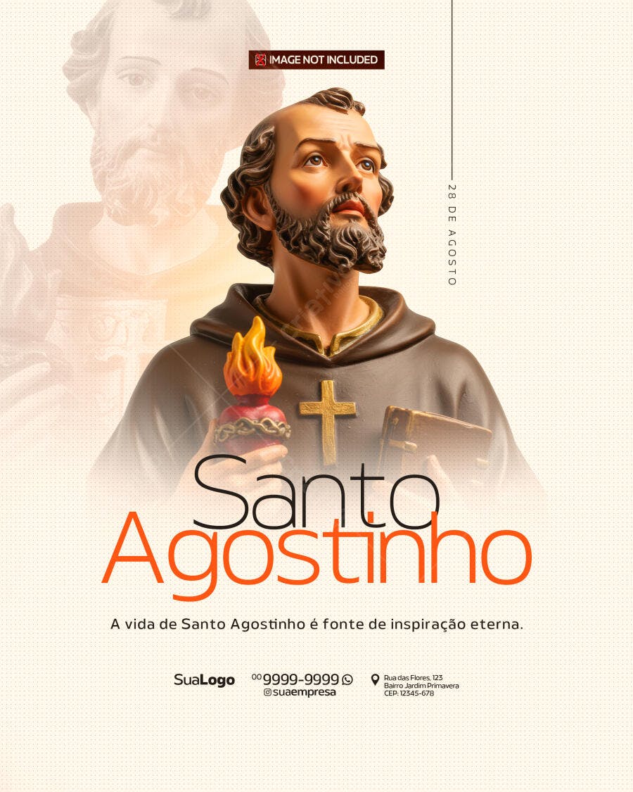 Flyer Dia de Santo Agostinho 28 de Agosto PSD Editável