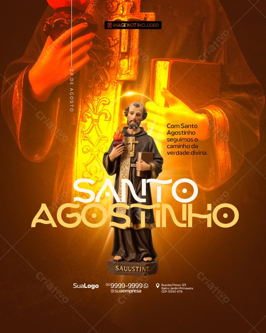 Flyer Dia de Santo Agostinho 28 de Agosto PSD Editável