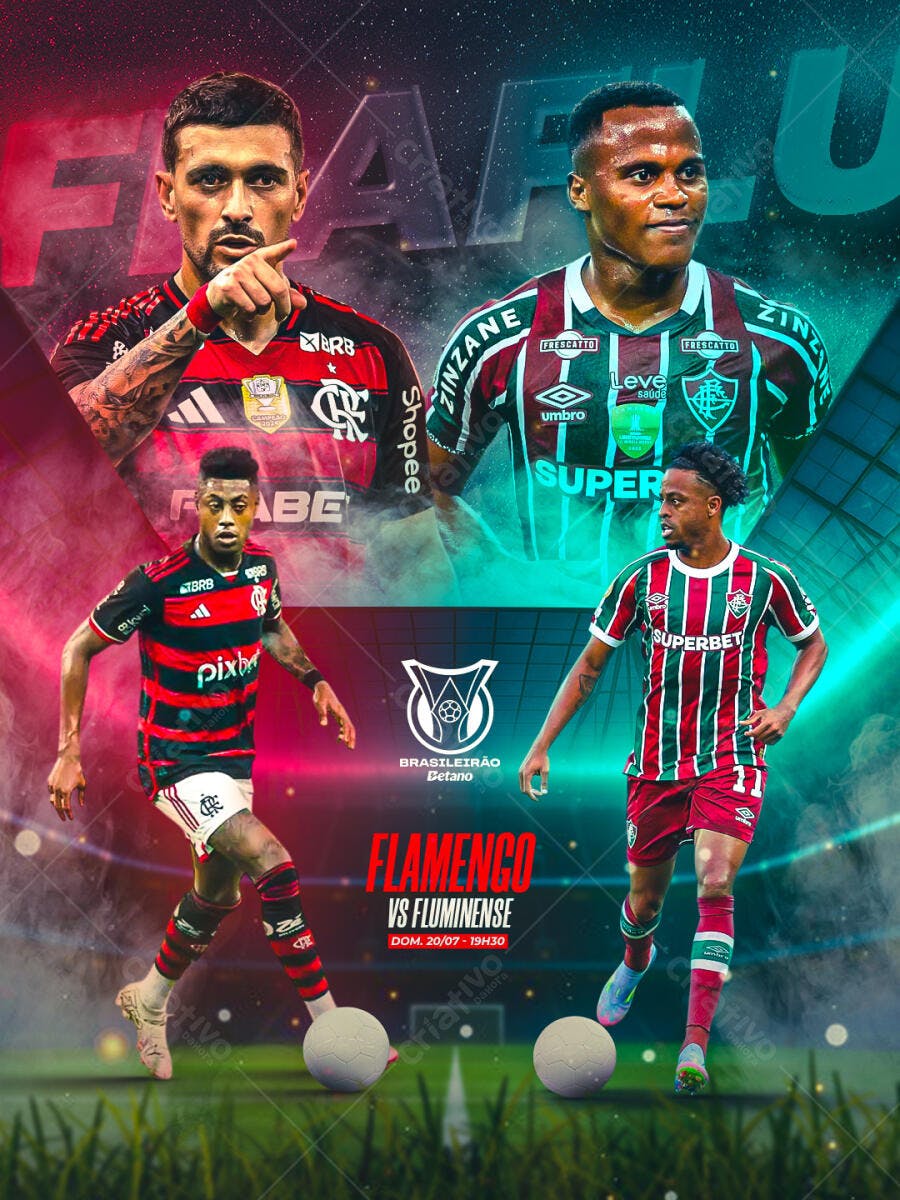 Flyer Flamengo x Fluminense PSD Editável