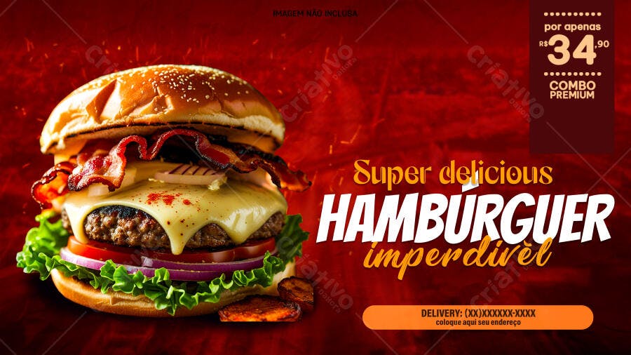 Banner Hambúrguer Delicioso PSD Editável
