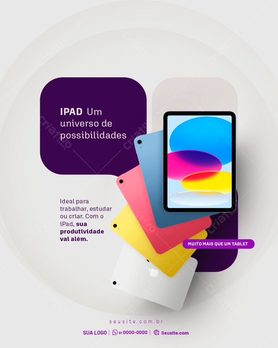 Mockup de iPad Colorido PSD Editável