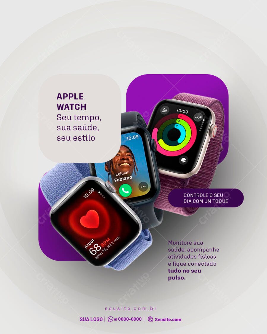 Post de Instagram Apple Watch PSD Editável