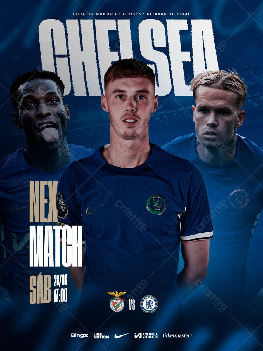 Flyer Jogo Chelsea x Benfica PSD Editável