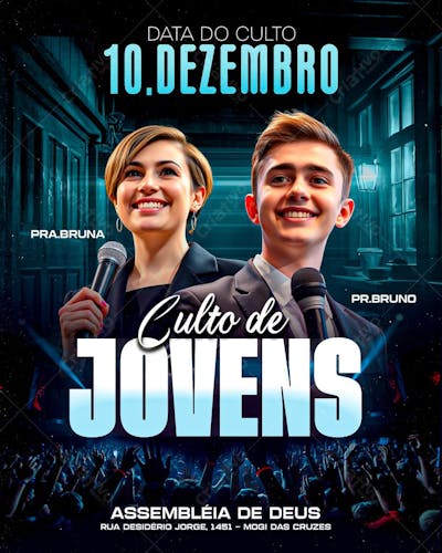 FLYER DE CULTO DE JOVENS E ADOLESCENTES - PREMIUM