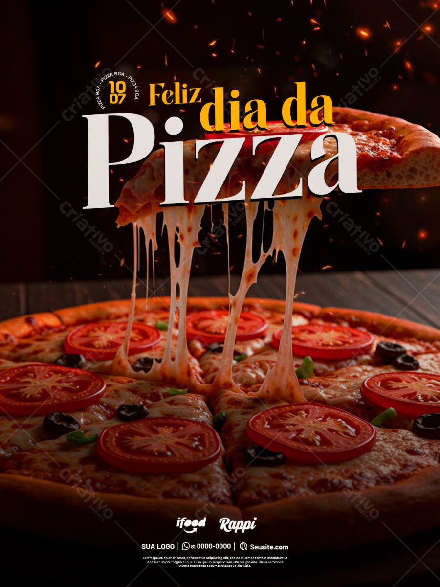 Flyer Dia da Pizza 10 de Julho PSD Editável