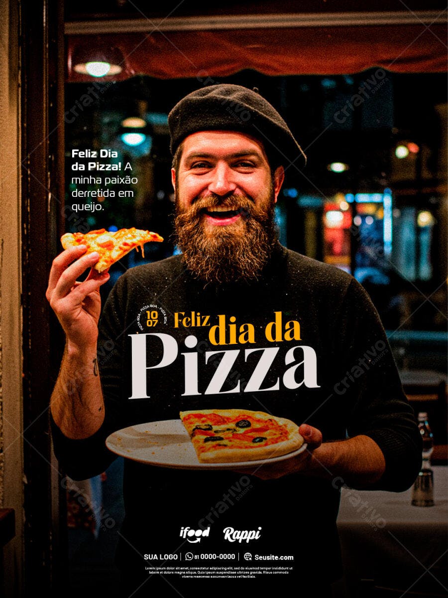 Flyer Dia Nacional da Pizza PSD Editável
