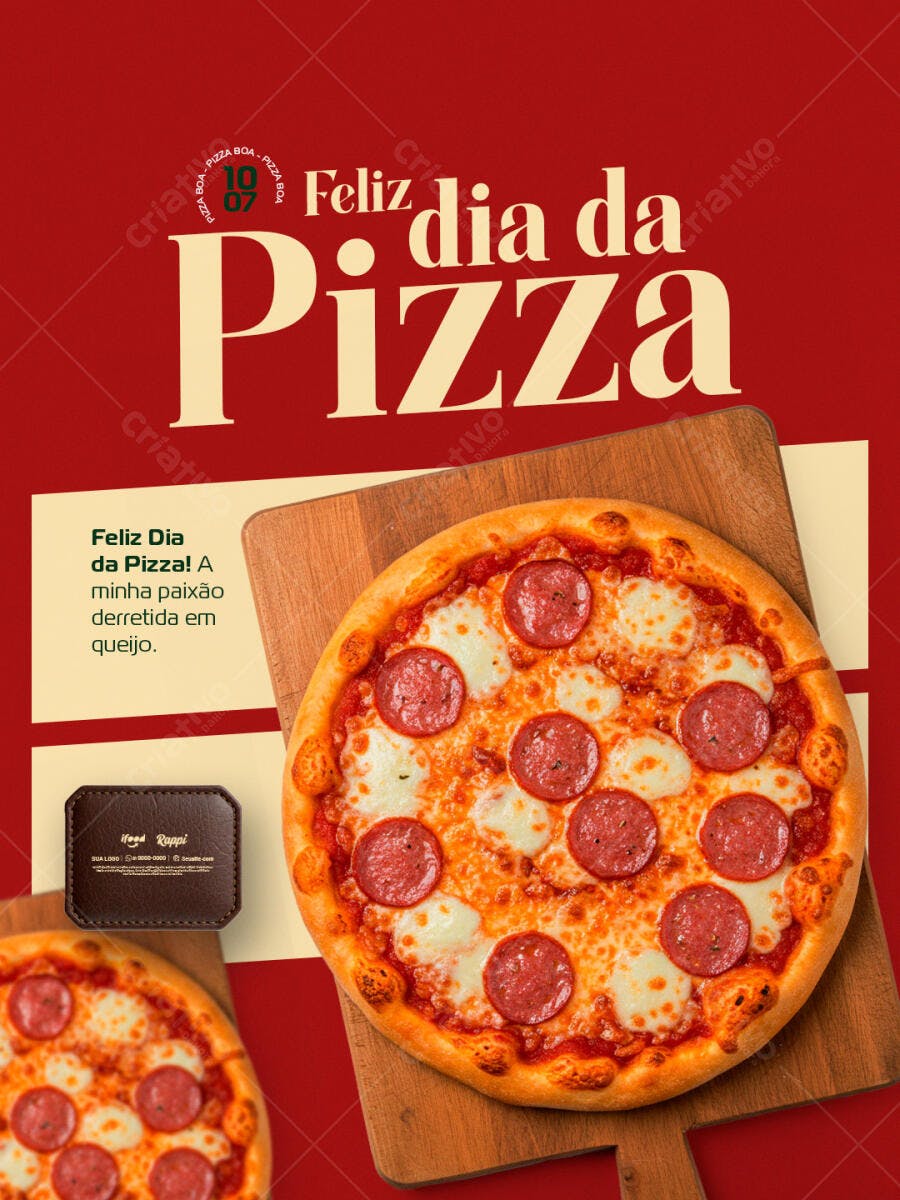 Flyer Dia Nacional da Pizza PSD Editável