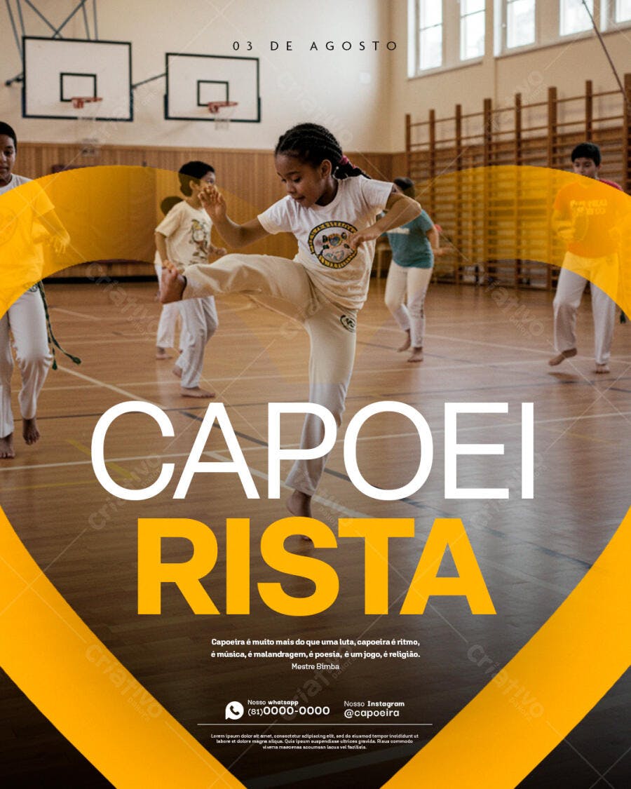 Flyer para Aula de Capoeira 03 de Agosto PSD Editável
