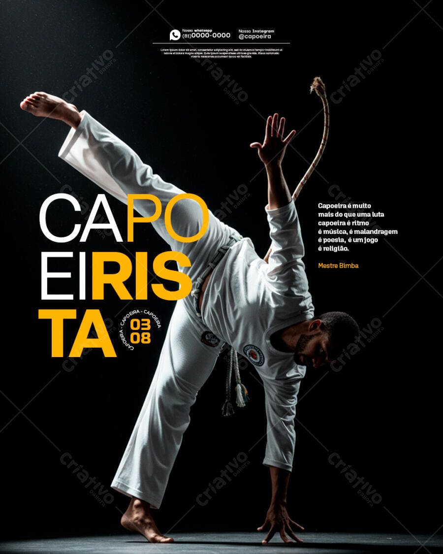 Flyer para Evento de Capoeira 03 de Agosto PSD Editável