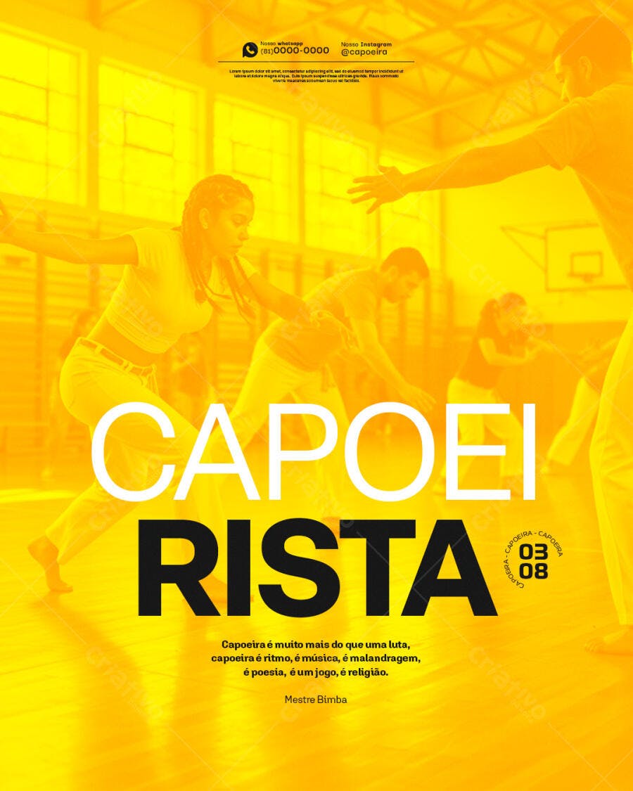 Flyer para Aula de Capoeira 03 de Agosto PSD Editável