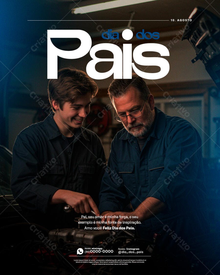 Flyer Dia dos Pais 10 de Agosto PSD Editável