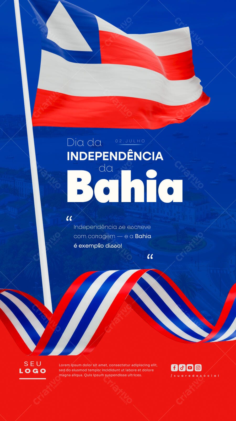 Flyer Dia da Independência da Bahia 02 de Julho PSD Editável
