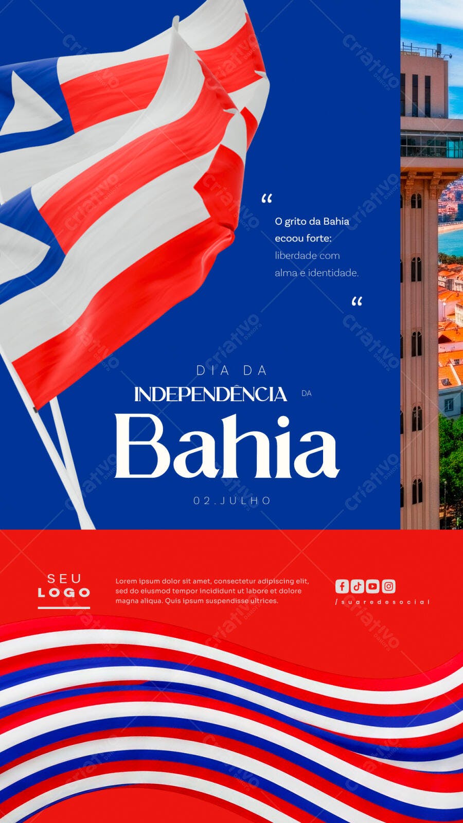 Flyer Dia da Independência da Bahia 02 de Julho PSD Editável