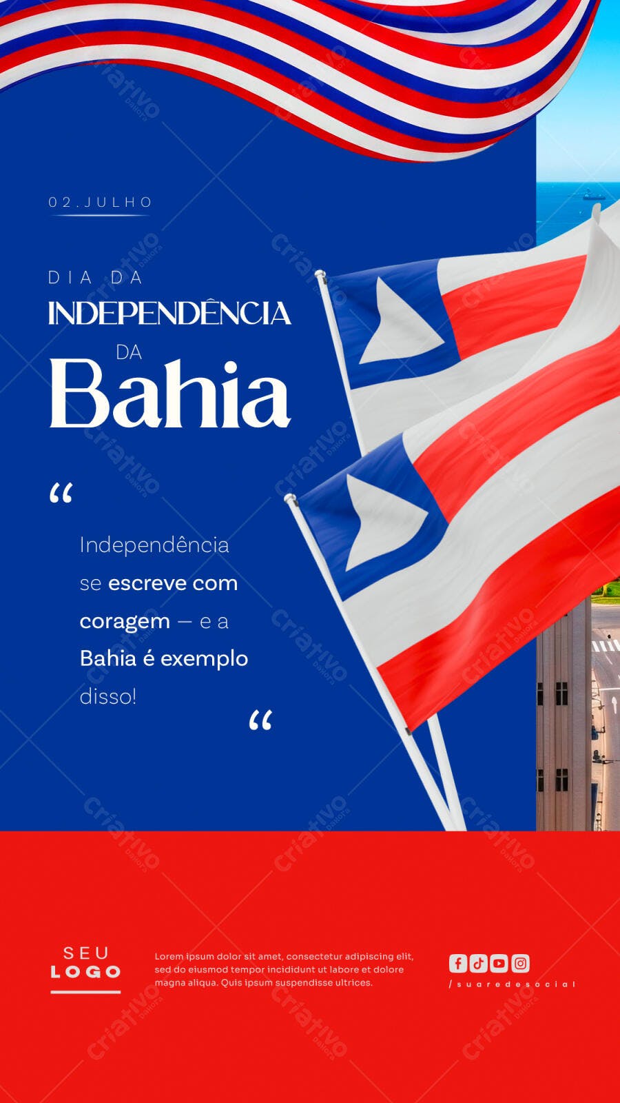 Flyer Dia da Independência da Bahia PSD Editável