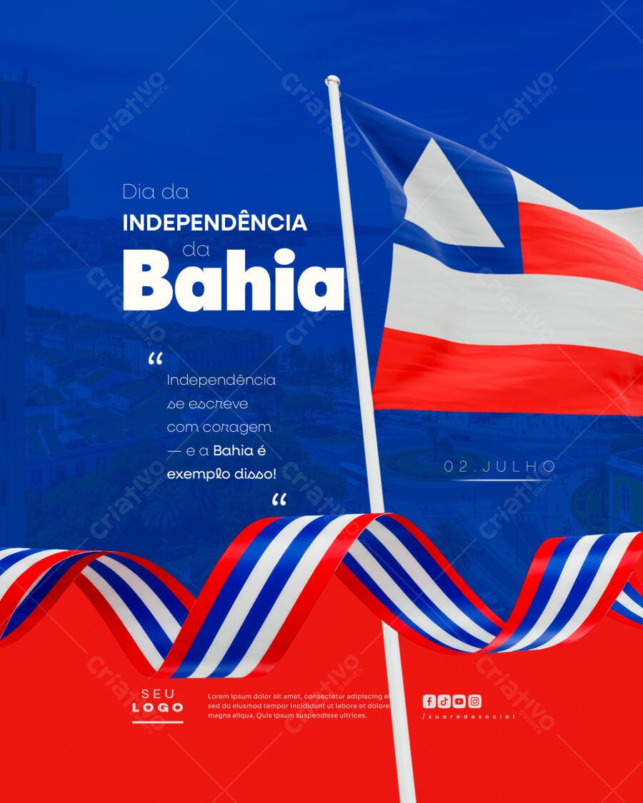 Flyer para o Dia da Independência da Bahia PSD Editável