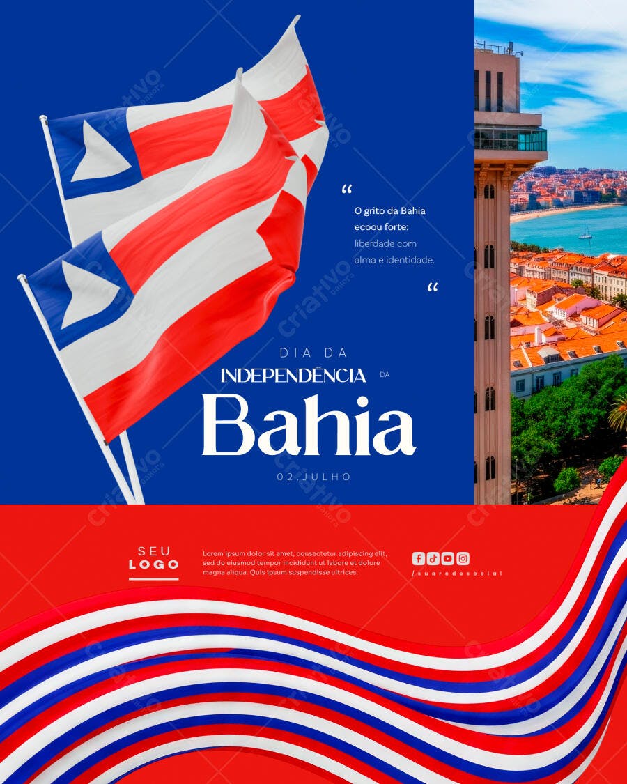 Flyer para o Dia da Independência da Bahia PSD Editável