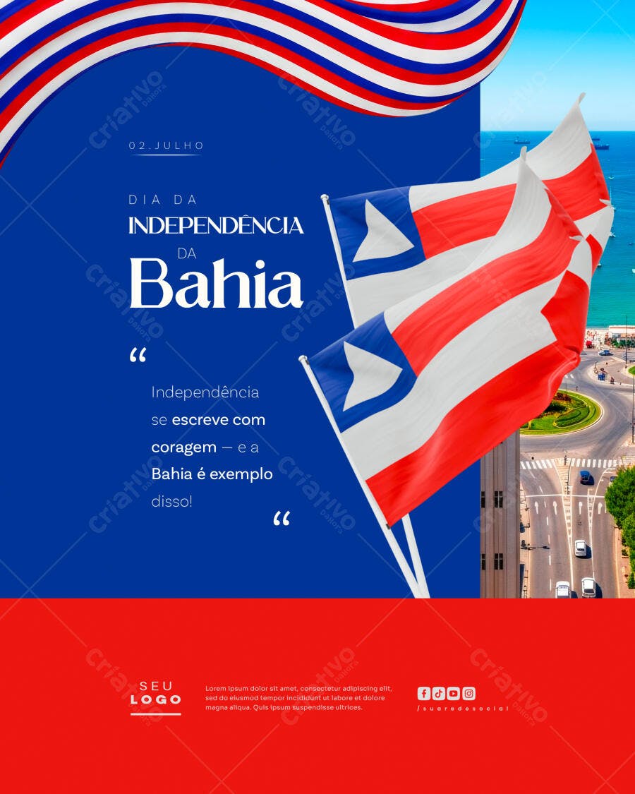 Flyer para o Dia da Independência da Bahia PSD Editável