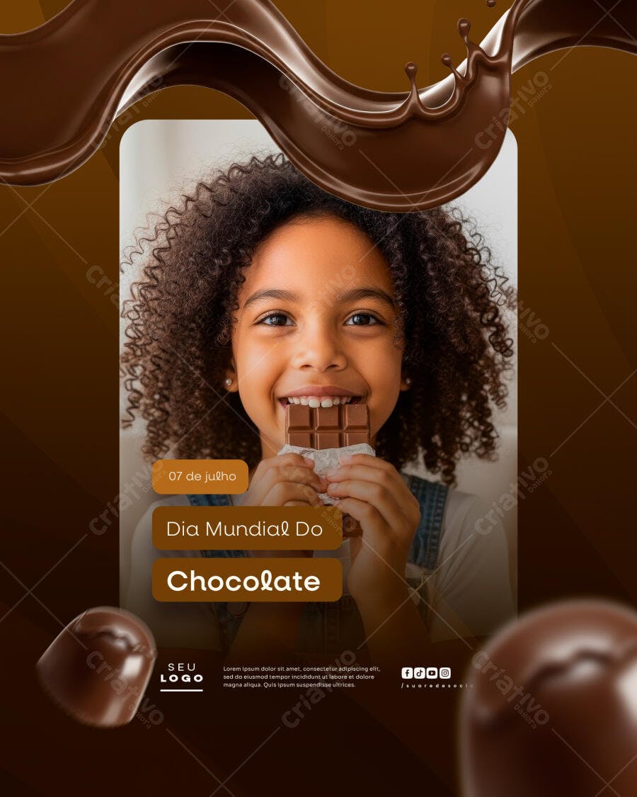 Post para o Dia Mundial do Chocolate PSD Editável