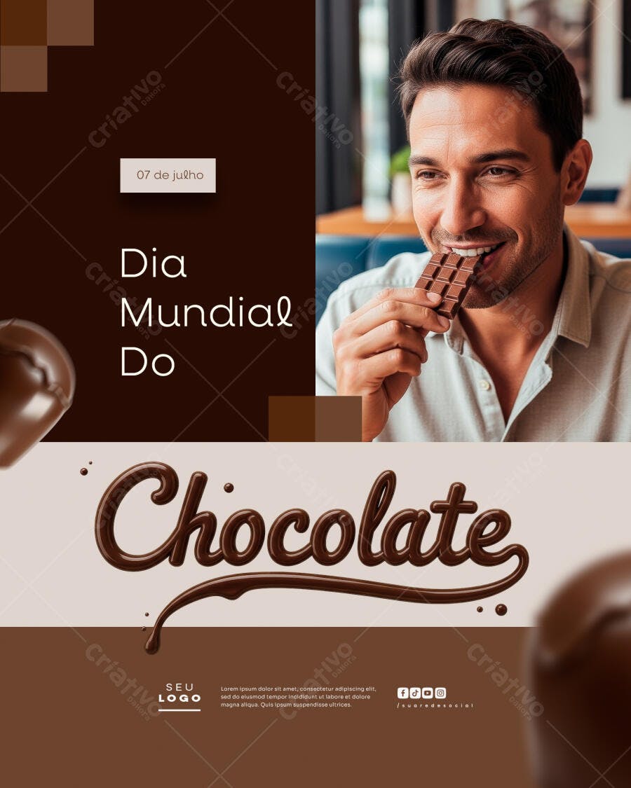 Flyer Dia Mundial do Chocolate 07 de Julho PSD Editável
