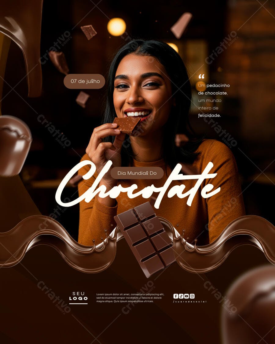 Flyer Dia Mundial do Chocolate 07 de Julho PSD Editável