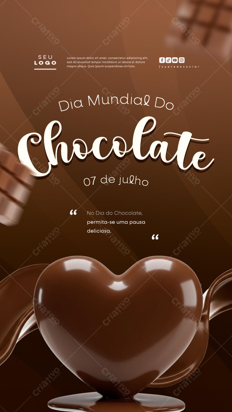 Flyer Dia Mundial do Chocolate 07 de Julho PSD Editável