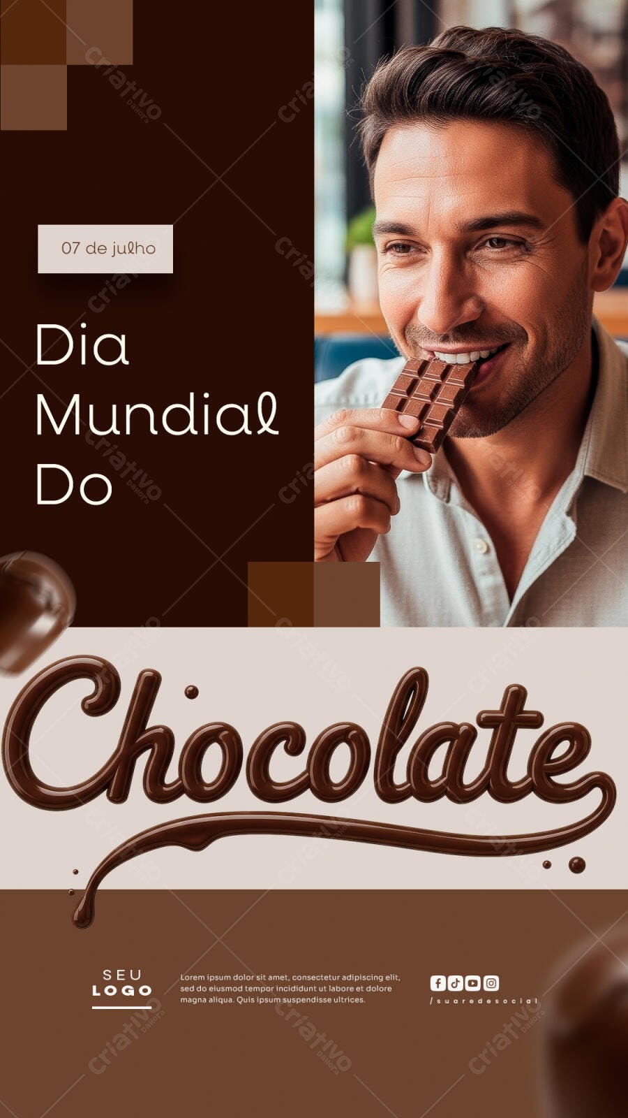 Flyer Dia Mundial do Chocolate 07 de Julho PSD Editável
