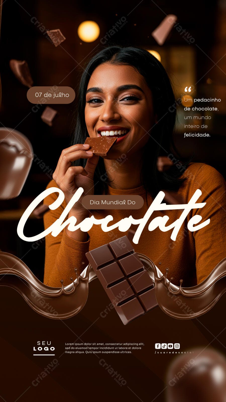 Flyer Dia Mundial do Chocolate PSD Editável
