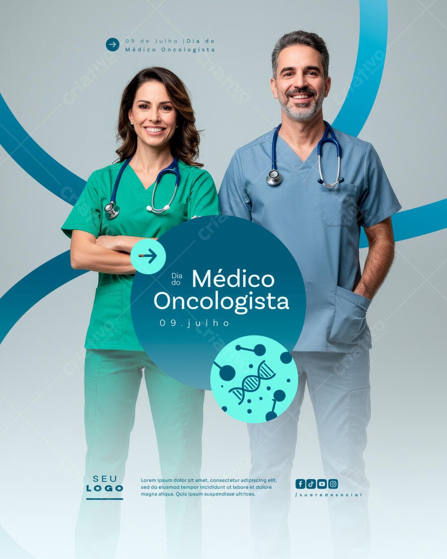 Flyer Dia do Médico Oncologista 09 de Julho PSD Editável