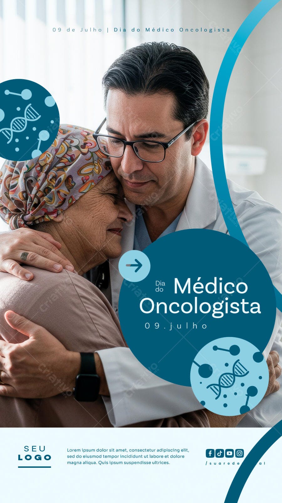 Flyer Dia do Médico Oncologista 09 de Julho PSD Editável