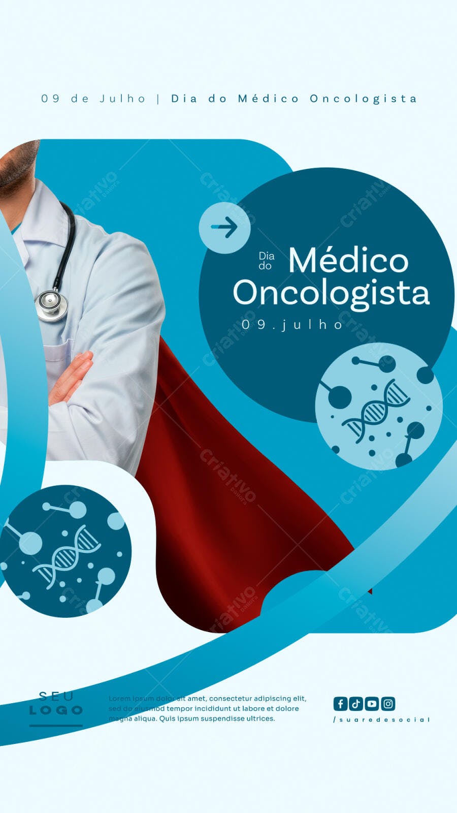 Flyer Dia do Médico Oncologista 09 de Julho PSD Editável