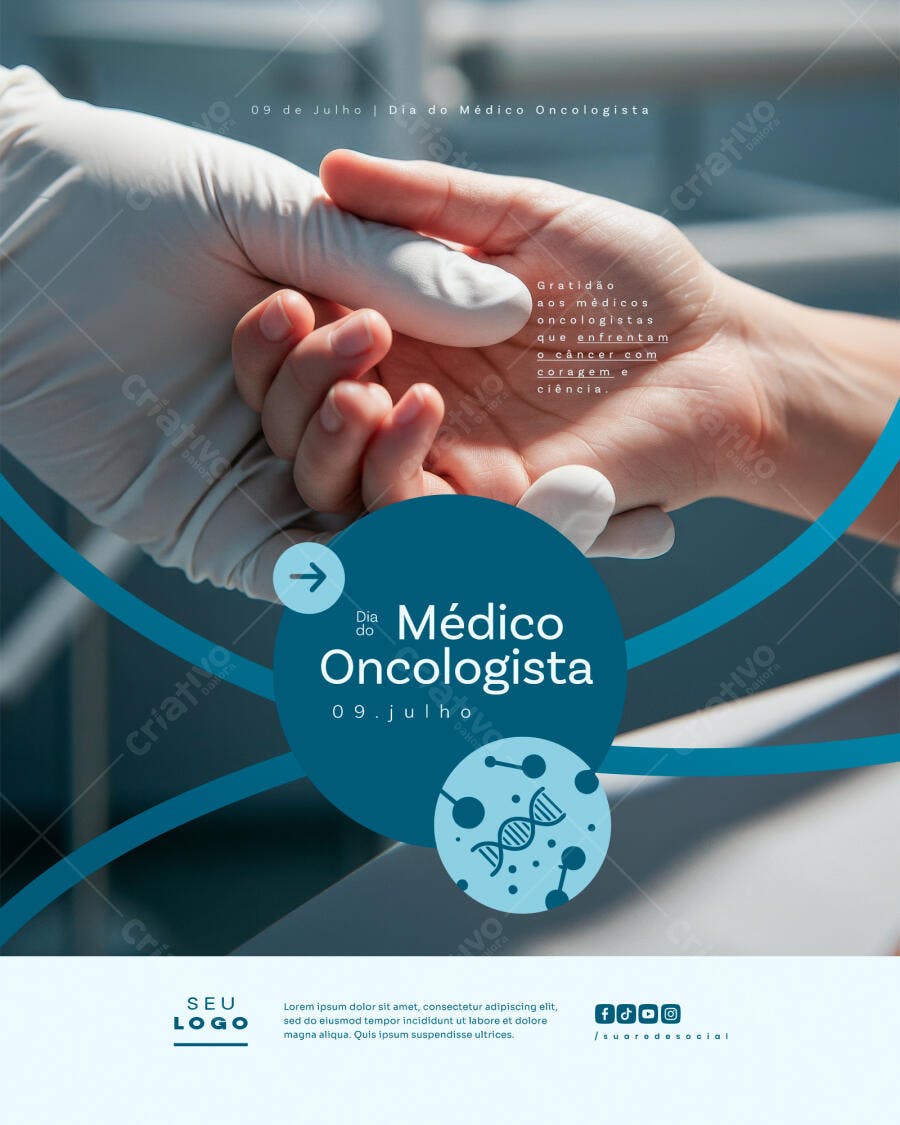 Flyer Dia do Médico Oncologista 09 de Julho PSD Editável