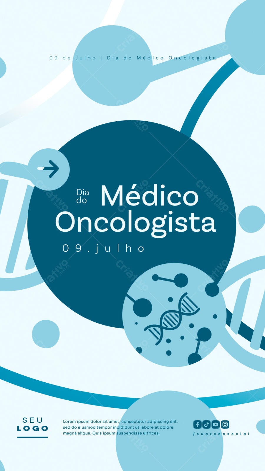 Flyer Dia do Médico Oncologista 09 de Julho PSD Editável
