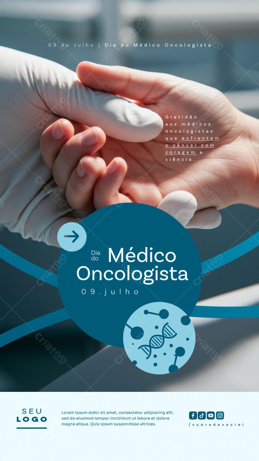 Flyer Dia do Médico Oncologista 09 de Julho PSD Editável