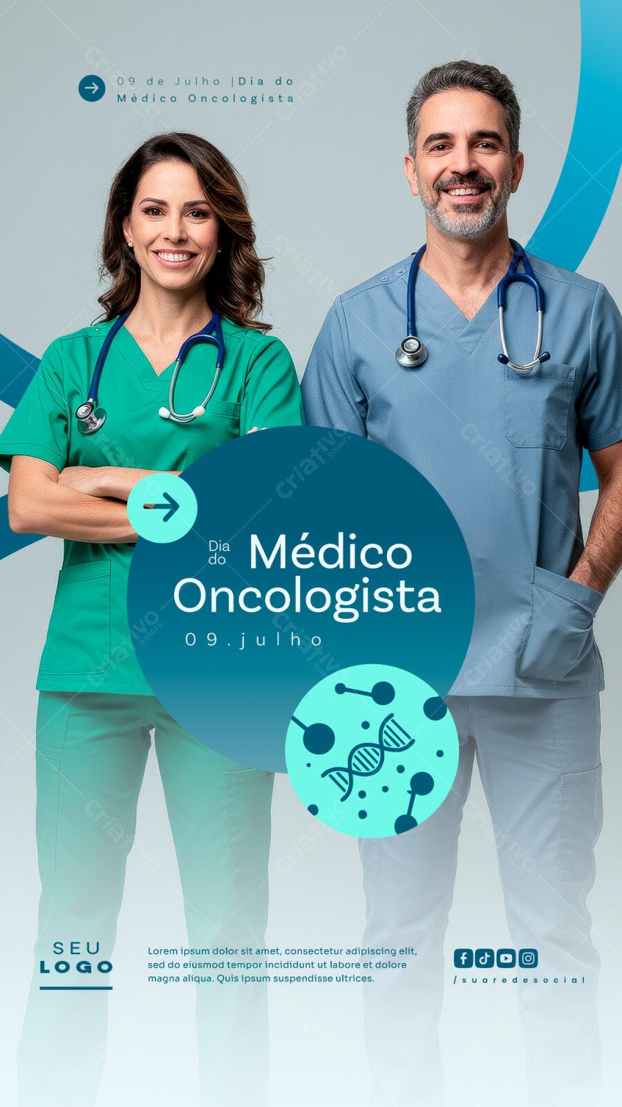 Flyer Dia do Médico Oncologista 09 de Julho PSD Editável