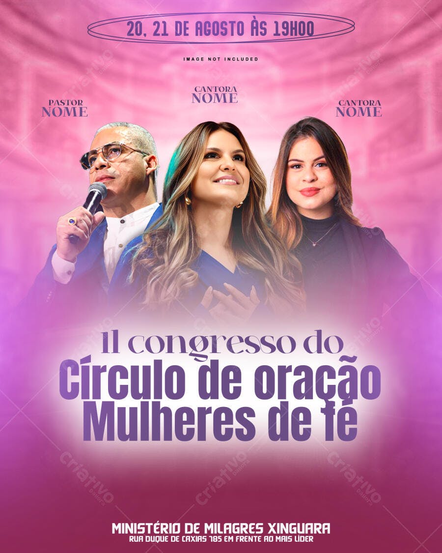 Flyer Congresso Mulheres de Fé PSD Editável